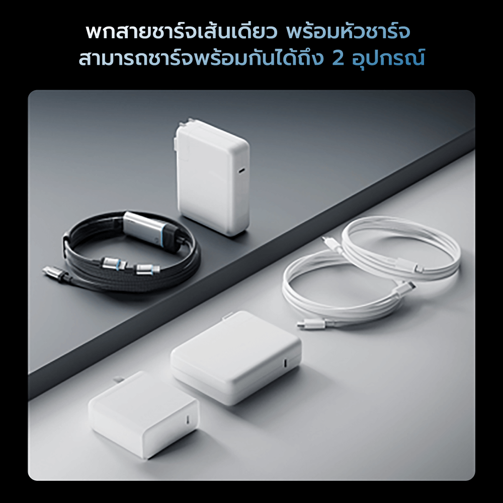 สายชาร์จเร็ว CUKTECH รุ่น C2C515 AI CHARGING สีดำ 2 พอร์ต USB-C ยาว 1.35 เมตร (เทคโนโลยีชาร์จเร็ว PD3.0 PPS)